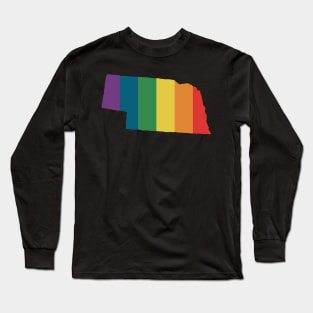 Nebraska State Rainbow Long Sleeve T-Shirt